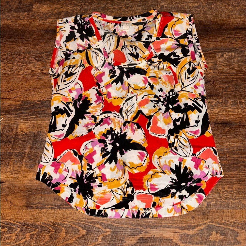 J.Crew Size 6 Petite Multicolor Floral Short Sleeve Women’s Top